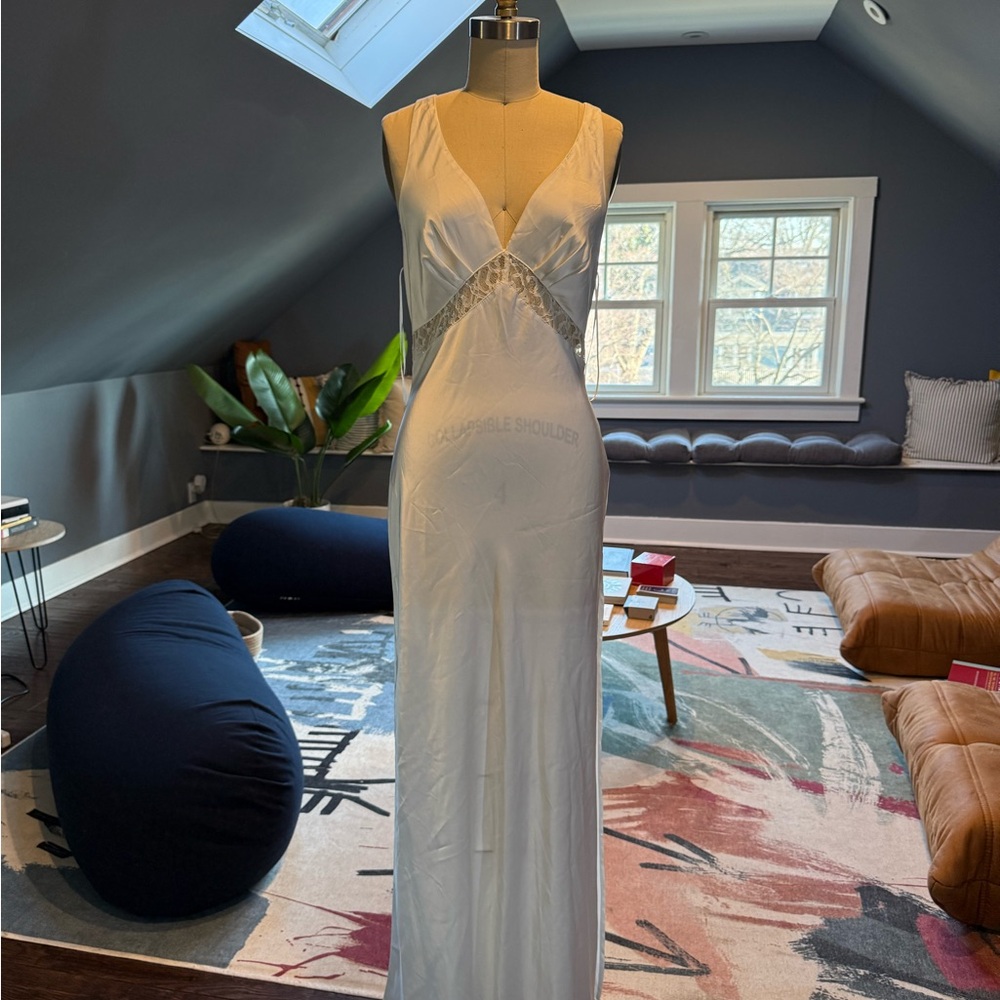 White satin slip dress
